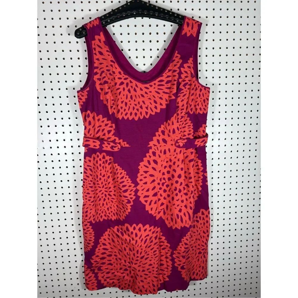 Boden Tank Dress Geometric Mandala Pattern Magenta size
